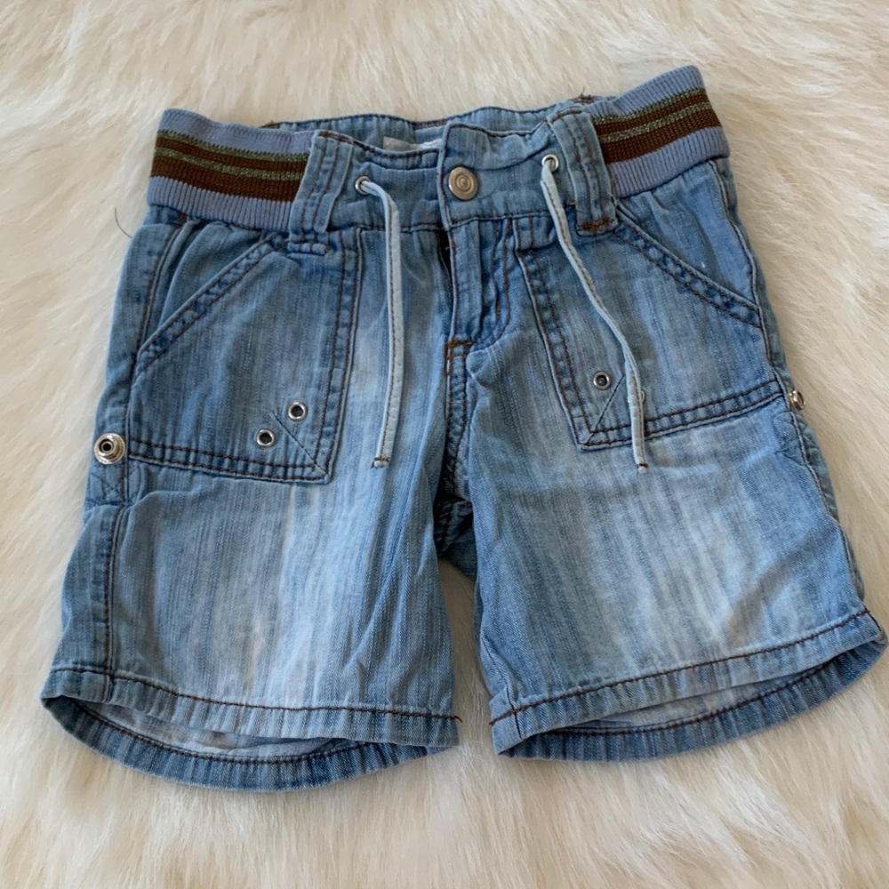 Xhilaration Blue Kids Denim Shorts with Striped Waistband